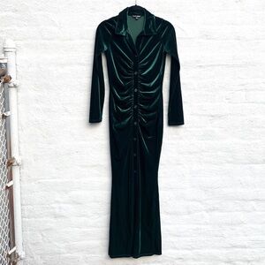 green velvet ruched dress 🎄